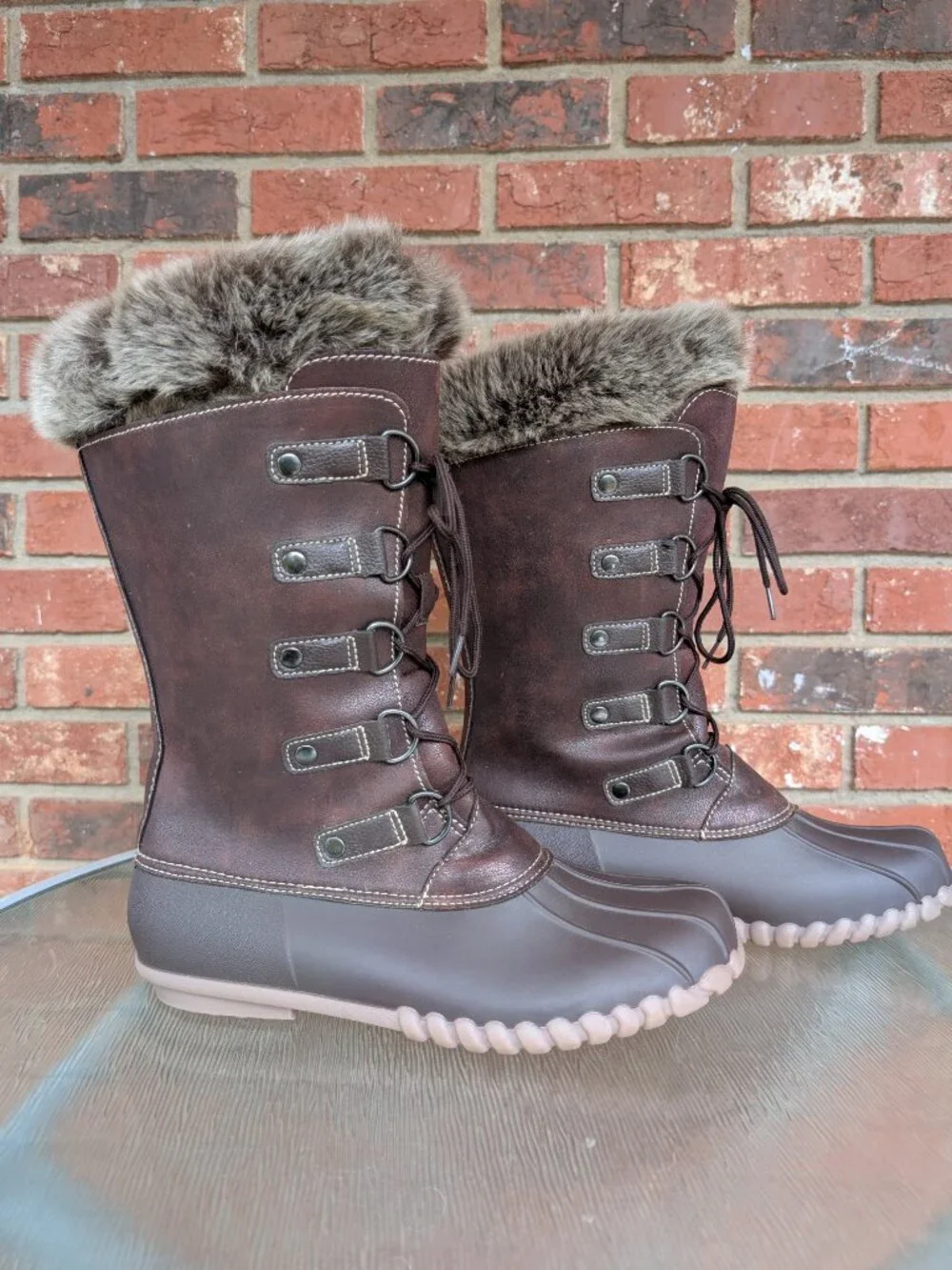 Women's Yuu Fiona Brown Mid Calf Duck Boots Size 10